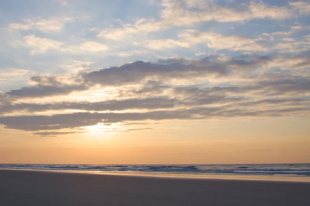 Morning sun over the beach on Bird Island